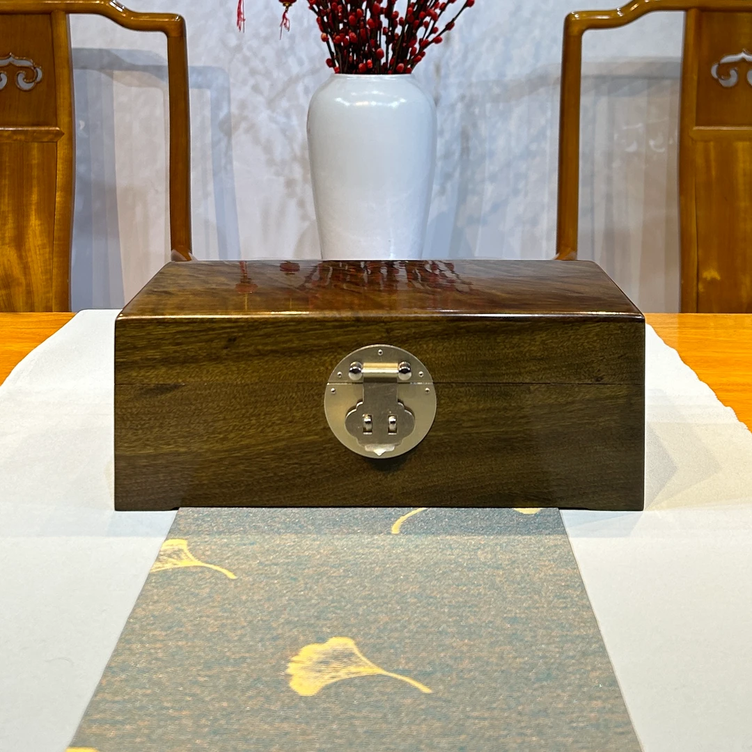 阴沉木乌木首饰盒珠宝盒木制手工精美长方形大号收纳盒礼品盒摆件