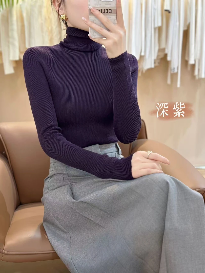 堆堆领 100%精纺羊毛 新澳18针80织可机洗无缝羊毛衫 034