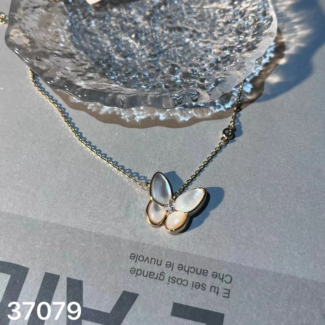 合金项链 气质白色轻奢时尚简约镶嵌坠链素款 37079