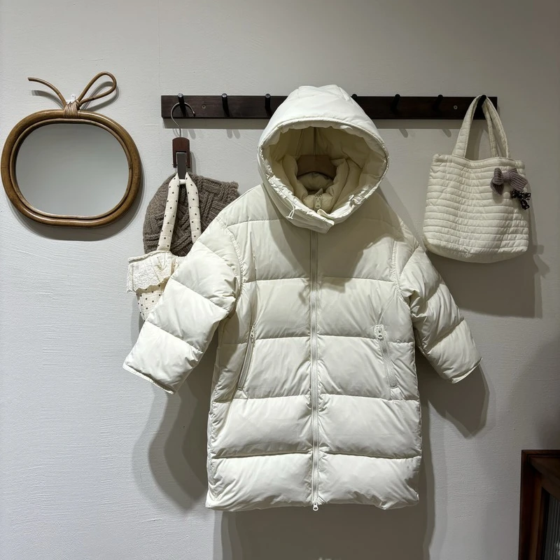 633儿童羽绒服 新国标90白鸭绒 加长加厚款连帽羽绒服面包服