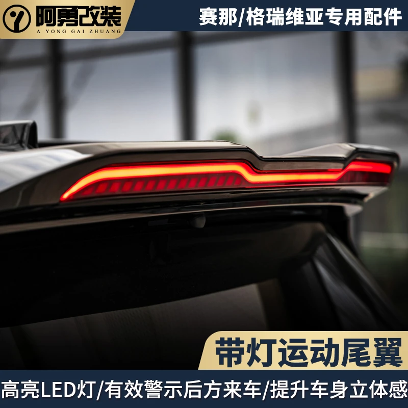 适用丰田Sienna赛那流光带灯尾翼塞纳格瑞维亚定风顶翼阿勇改装件