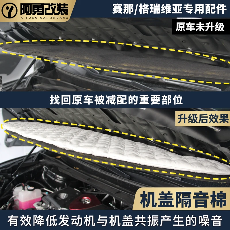 适用赛那机盖隔音格瑞维亚发动机引擎盖隔音棉防噪音塞纳阿勇改装