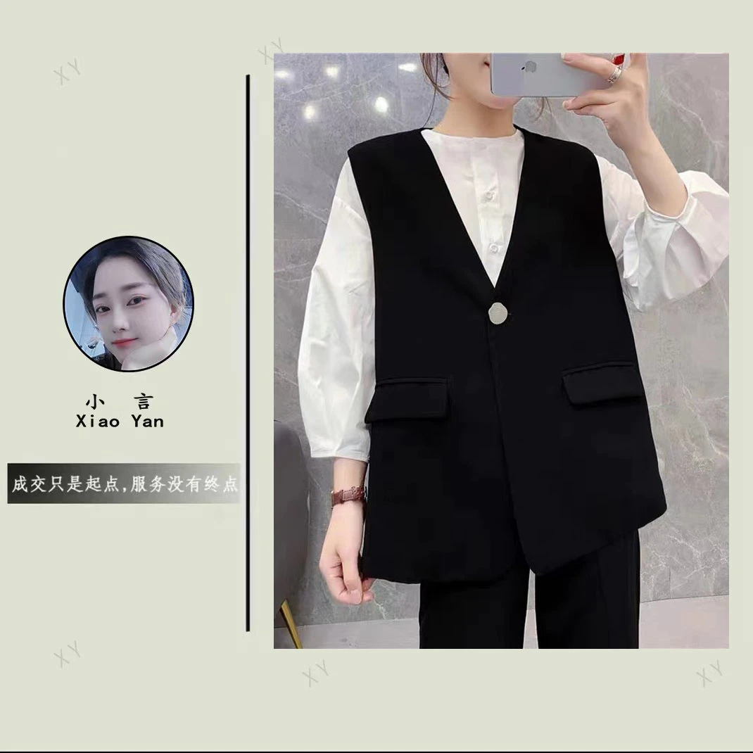 西装马甲女2025春秋季新款韩版外搭时尚黑色西服马夹背心外套百搭
