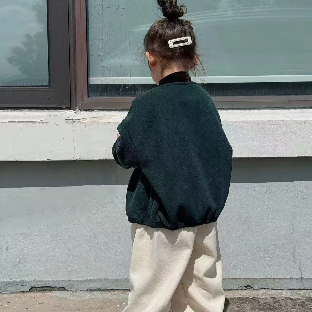 儿童秋季套装复古灯芯绒外套男女童休闲棒球服23025秋冬款两件套