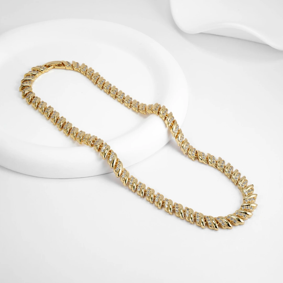 FUNNXI 铜合金合成锆石项链 【月影】时尚金色百搭简约经典项链