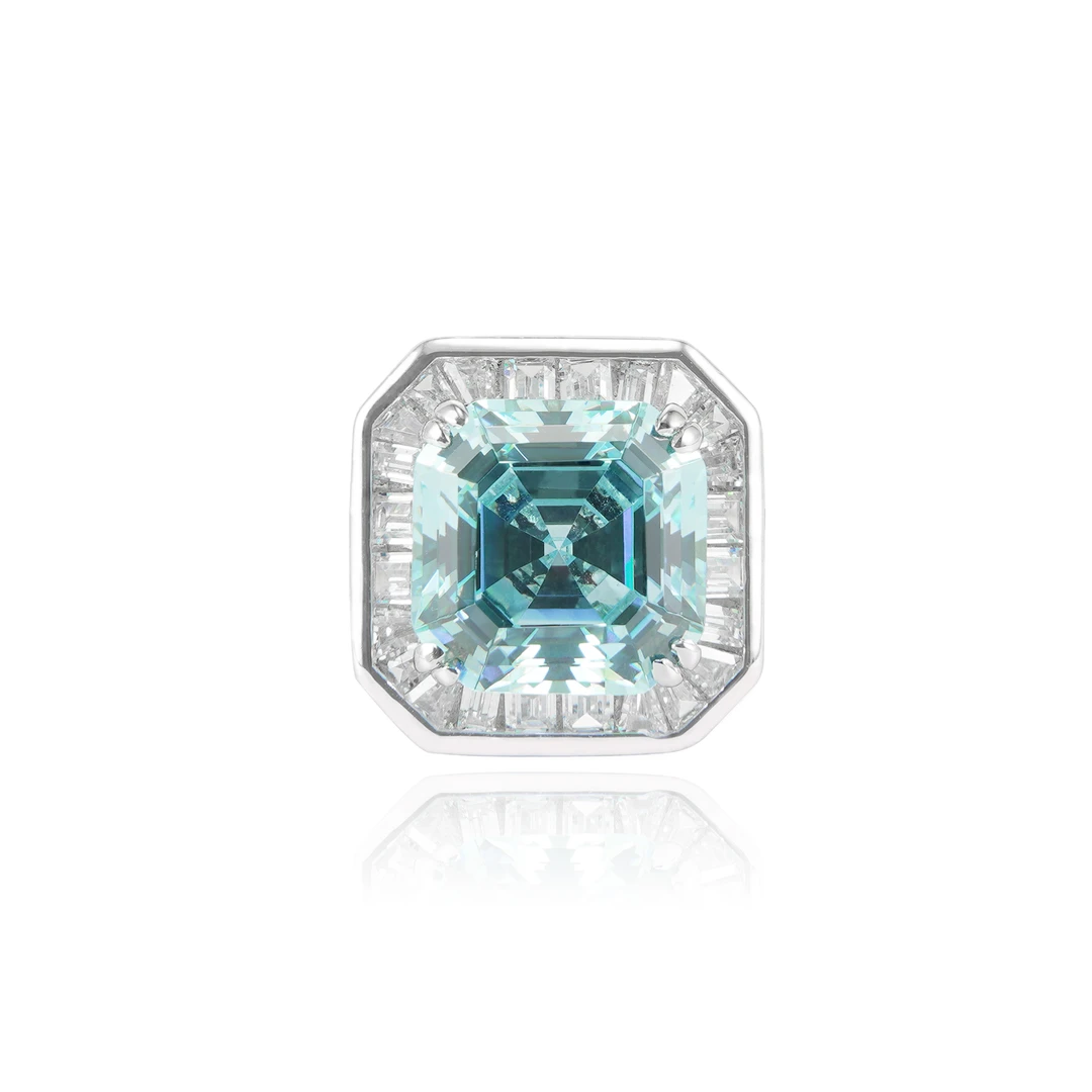 FUNNXI 925银合成锆石戒指 【蓝之谜】小众设计款 简约百搭大气戒指