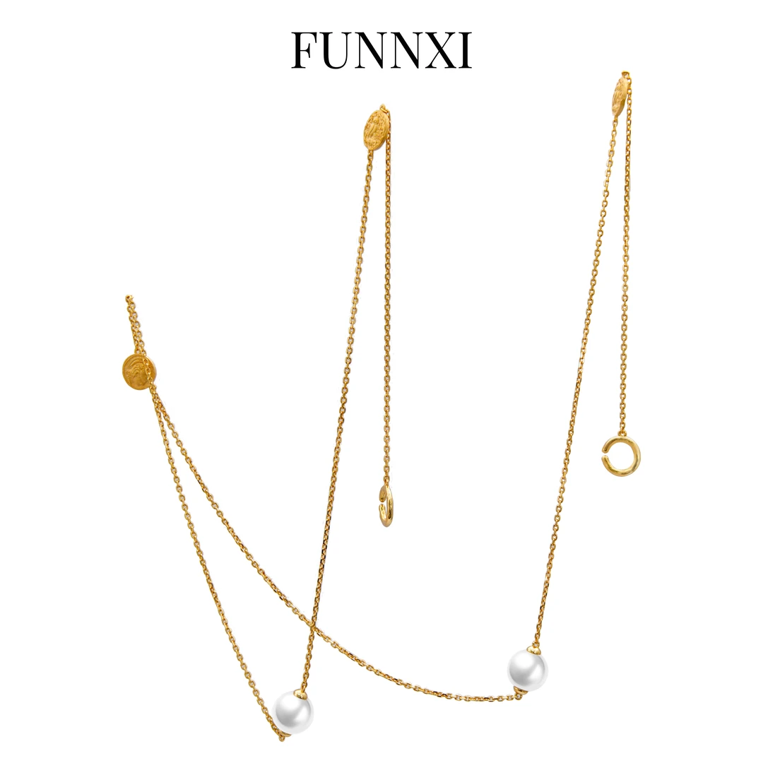 链子925银仿珍珠 【古币珠珠眼镜链】S925金色毛衣链眼镜链复古