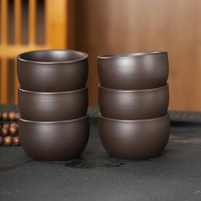 宜兴原矿紫砂杯小杯品茗功夫小茶杯单个家用杯子特价原矿紫泥茶杯