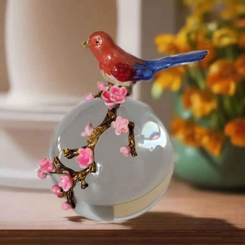 现代轻奢水晶球招财摆件珐琅彩电视柜摆放家居软装装饰品送礼