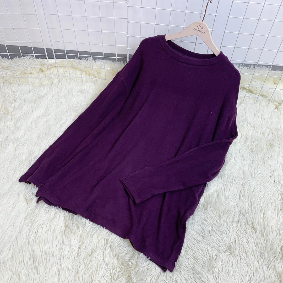 D家 秋冬紫红色加厚百搭打底长袖上衣 T1610