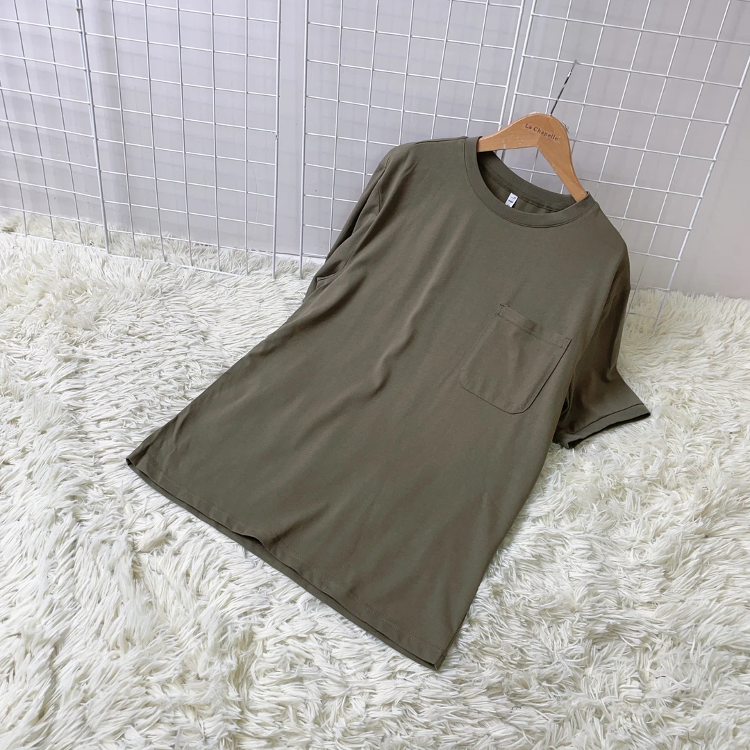 男款螺纹圆领纯色大板简约棉T恤  10003