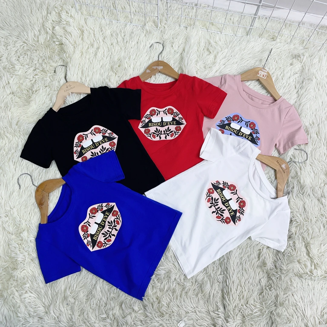 碧家 亲子装中小童夏季纯色简约印花百搭T恤 0701t610  0701t605