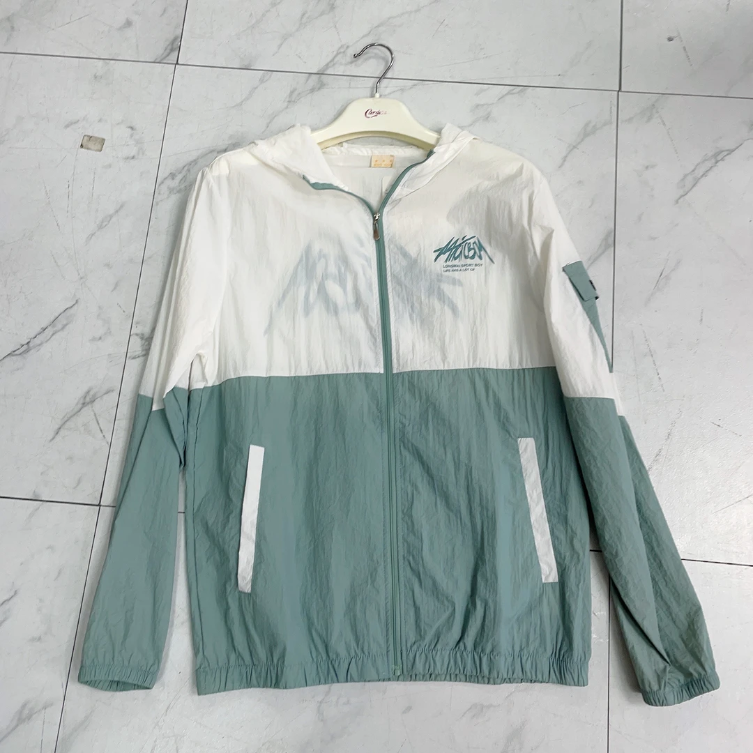 夏季连帽情侣款拼色拉链防s外套 8201