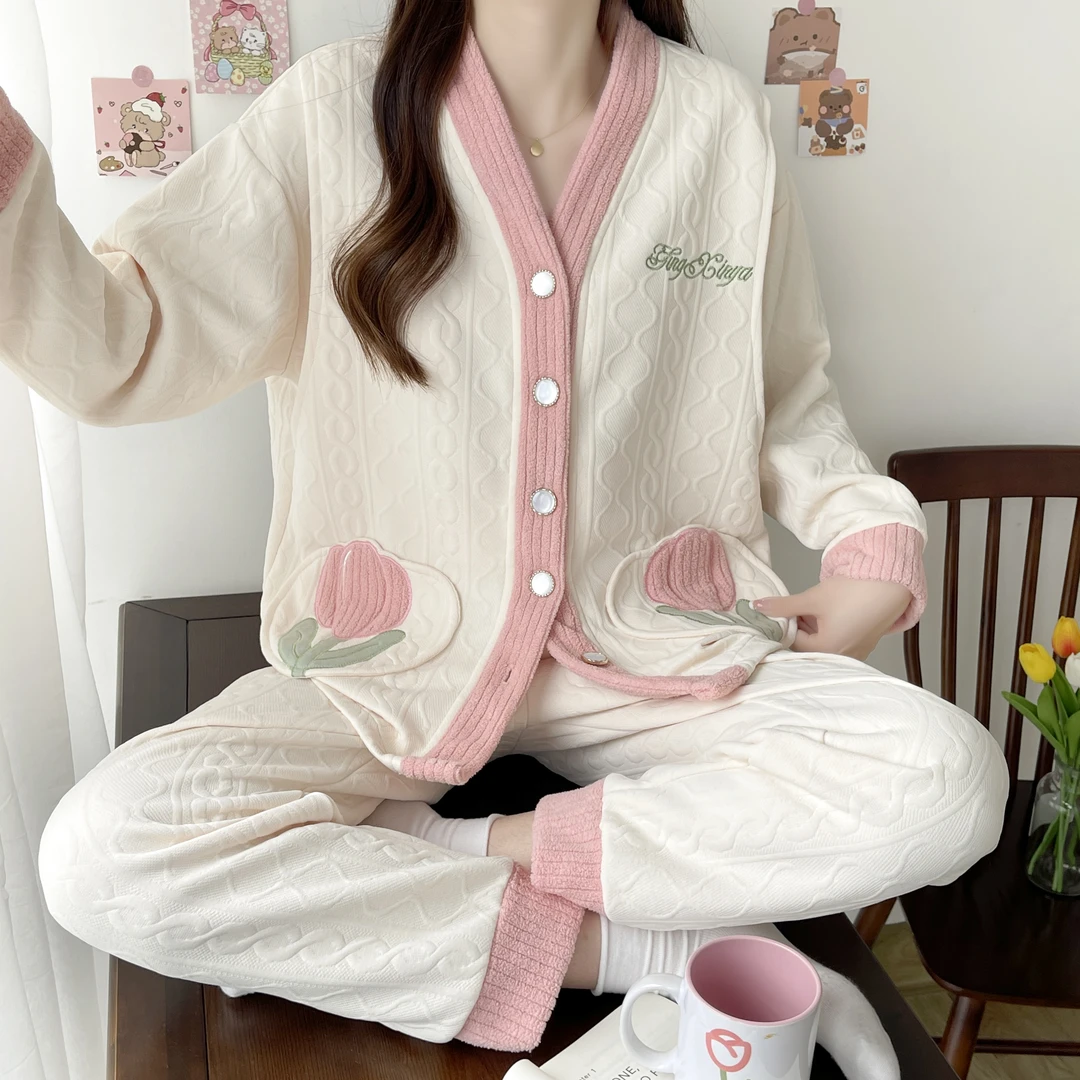 空气棉月子服秋冬款产后哺乳衣可外穿孕妇睡衣怀孕期长袖套装