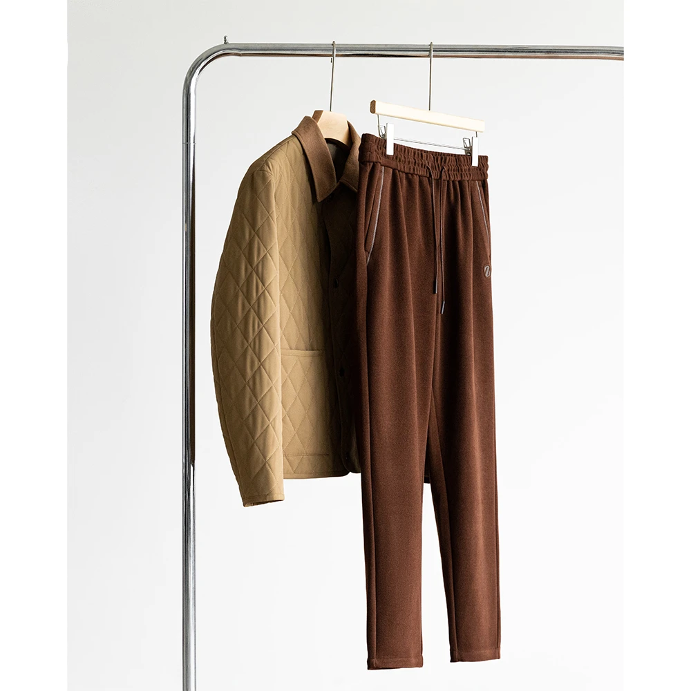 秋冬保暖加厚松紧腰纯色男士休闲裤简约直筒长裤DYP011016KA