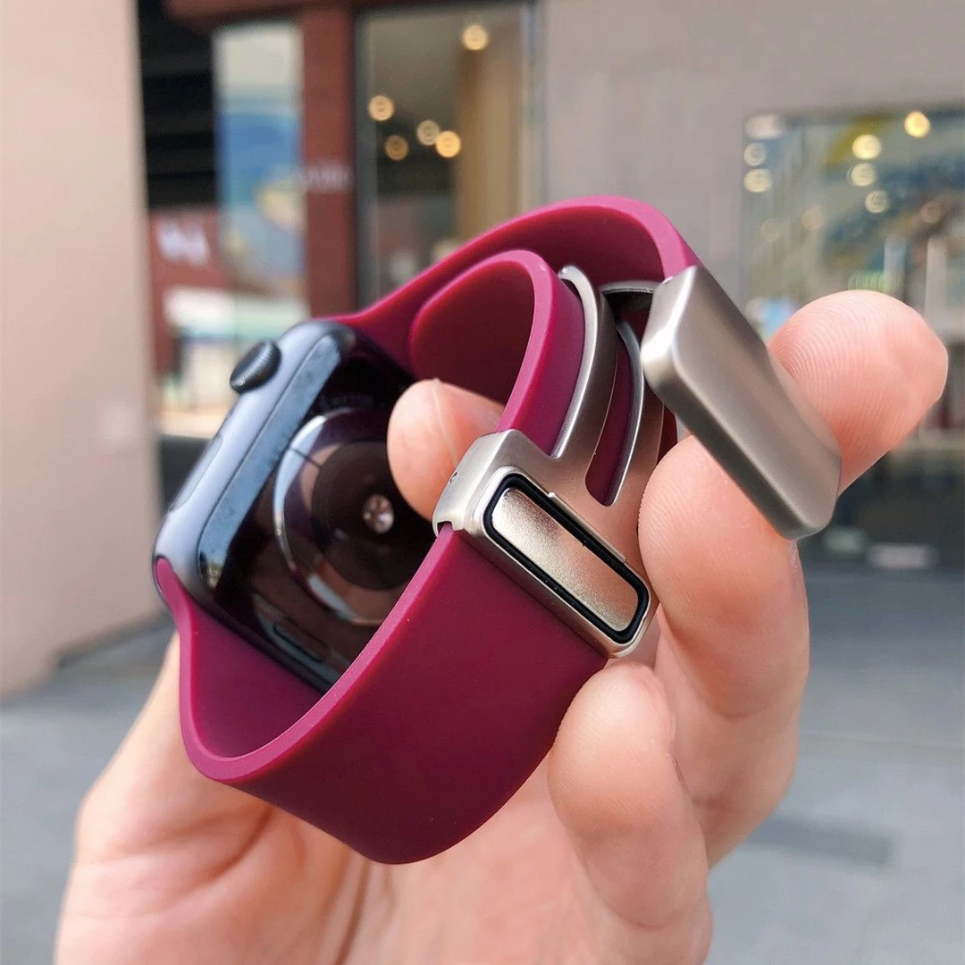 磁吸折叠扣适用iwatch7表带苹果手表8/5/se/4/3硅胶创意星光运动