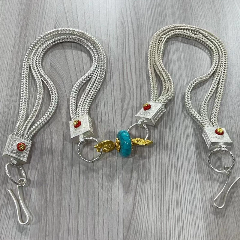 藏族藏式合金仿古银金属藏袍藏族服装表演民族风腰间配饰男女腰链