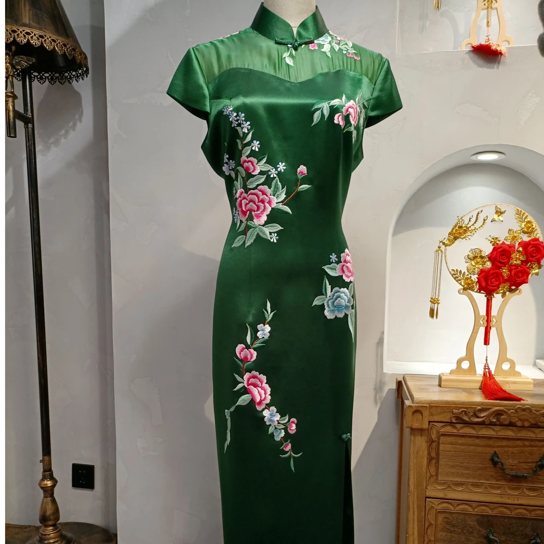 GD2107高端重磅醋酸旗袍修身显瘦高贵优雅旗袍