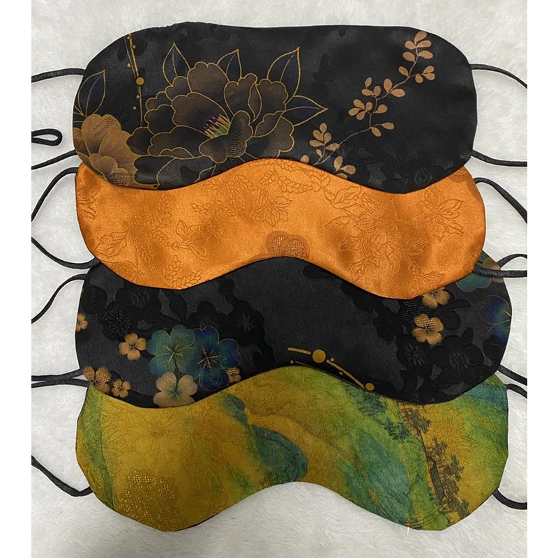 真丝香云纱眼罩双面佩戴舒适透气护眼真丝眼罩挂耳眼罩桑蚕丝眼罩