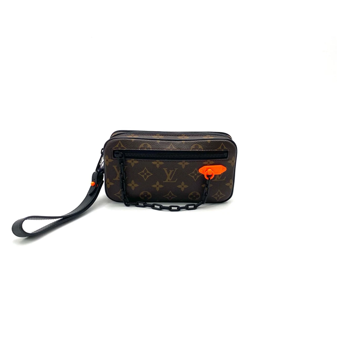 99新 LouisVuitton/路易威登  棕老花手拿包 尺寸21/12