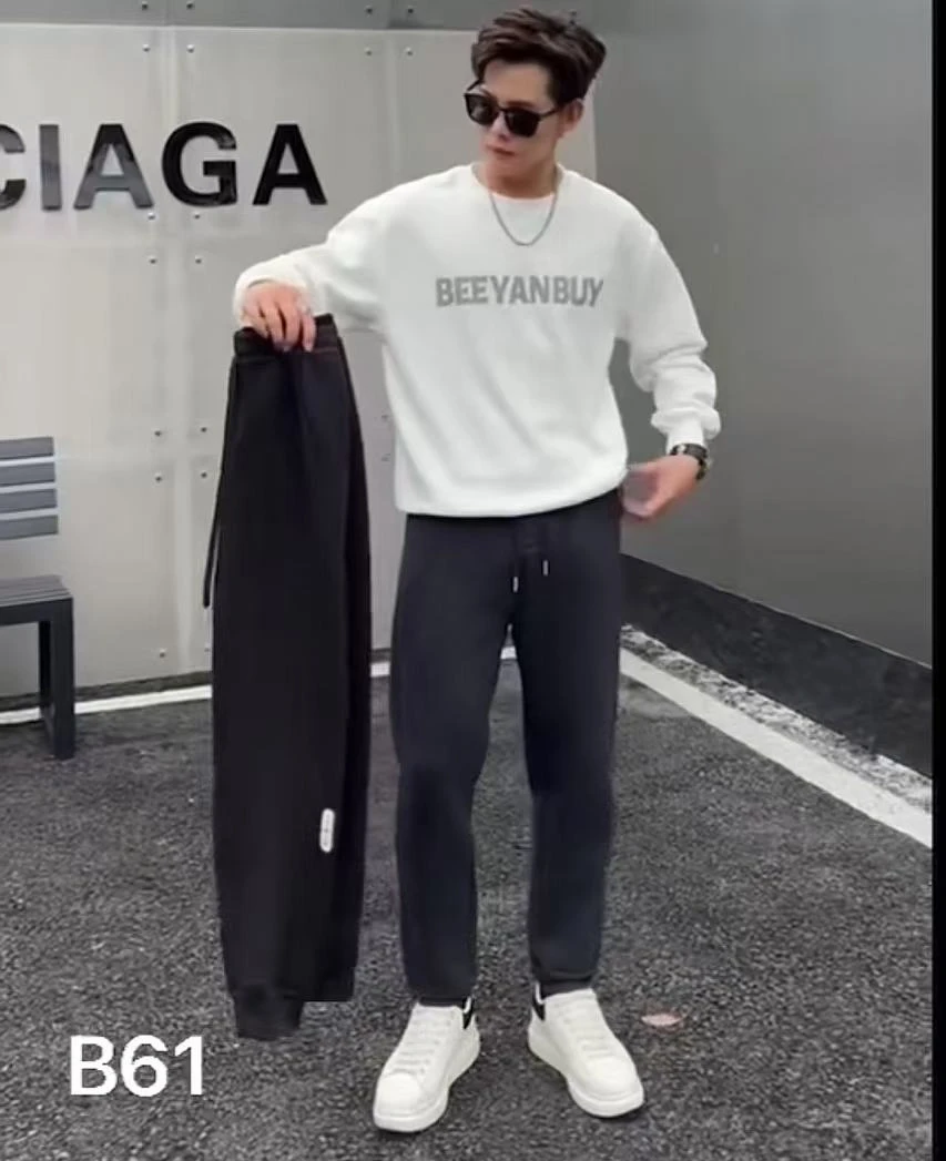 B61男士冬季加绒束腿防风裤