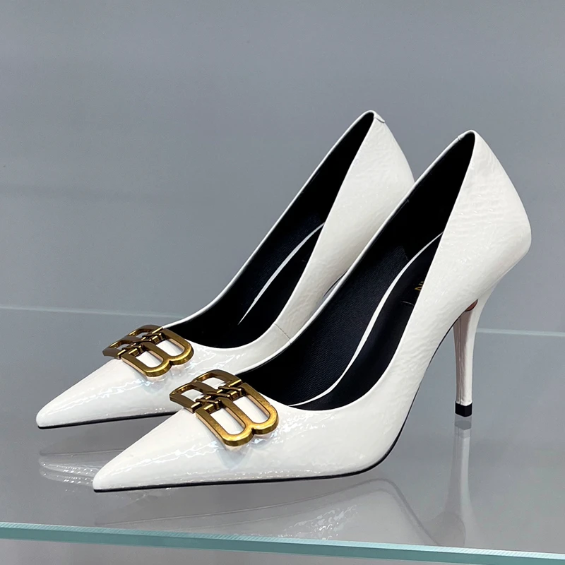 白色高跟鞋2024春秋季新款细跟轻奢气质百搭尖头单鞋女7539