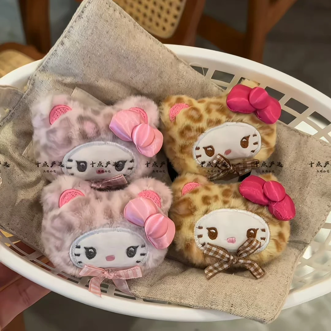 三丽鸥kt猫豹纹毛绒发夹发圈可爱少女刘海夹边夹卡通百搭kt猫发饰