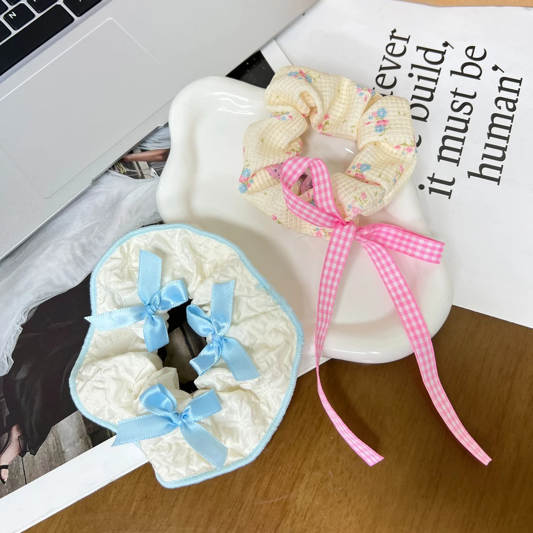 芭蕾风甜美蝴蝶结大肠发圈女扎丸子头头绳新款发绳头饰