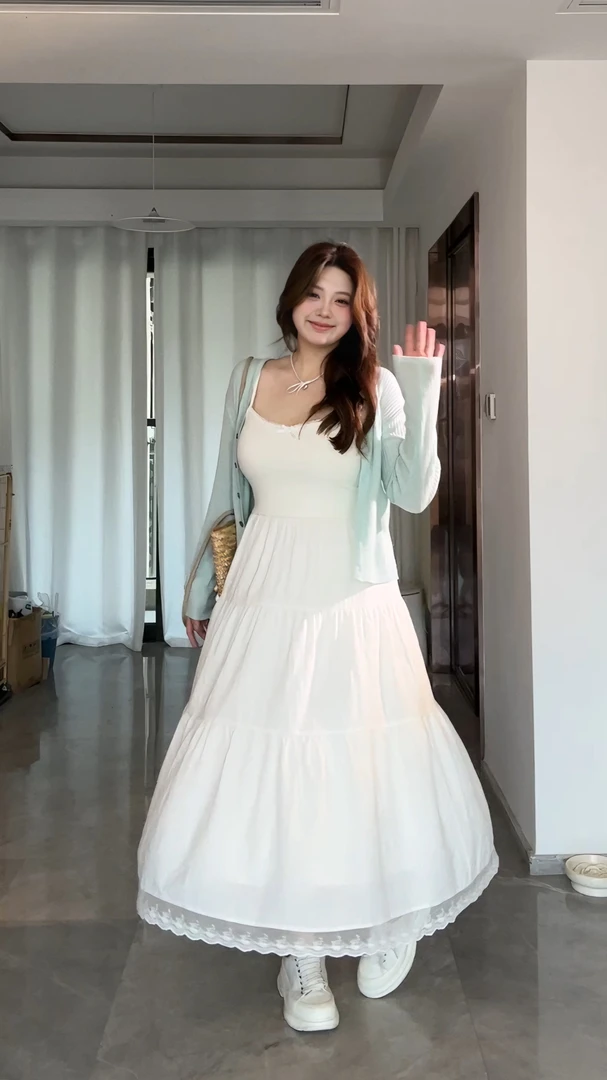 【Yez1】 “百搭裙“ 吊带长裙微胖显瘦纯欲氛围感秋季气质温柔韩系