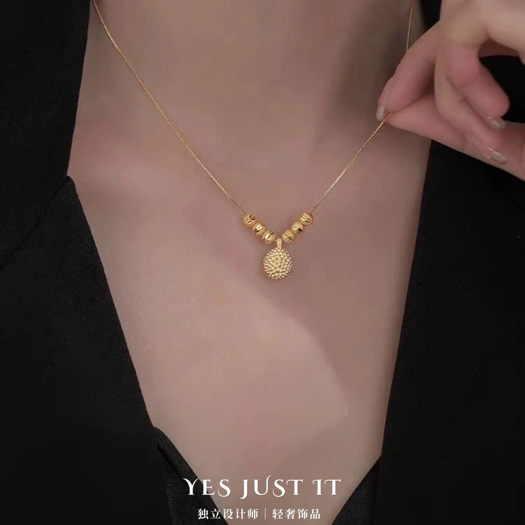 钛钢项链 2024年新款榴莲吊坠项链小众设计感高级气质不掉色X027