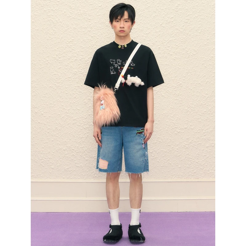 TOBOY土男孩长毛小狗斜挎包小众设计单肩毛绒包包可爱学生随身包