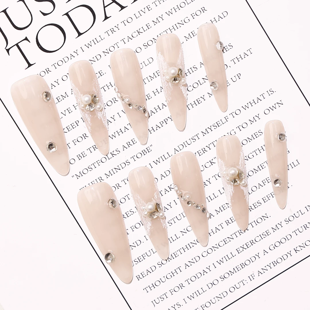 【珍珠华钻】纯手工穿戴甲