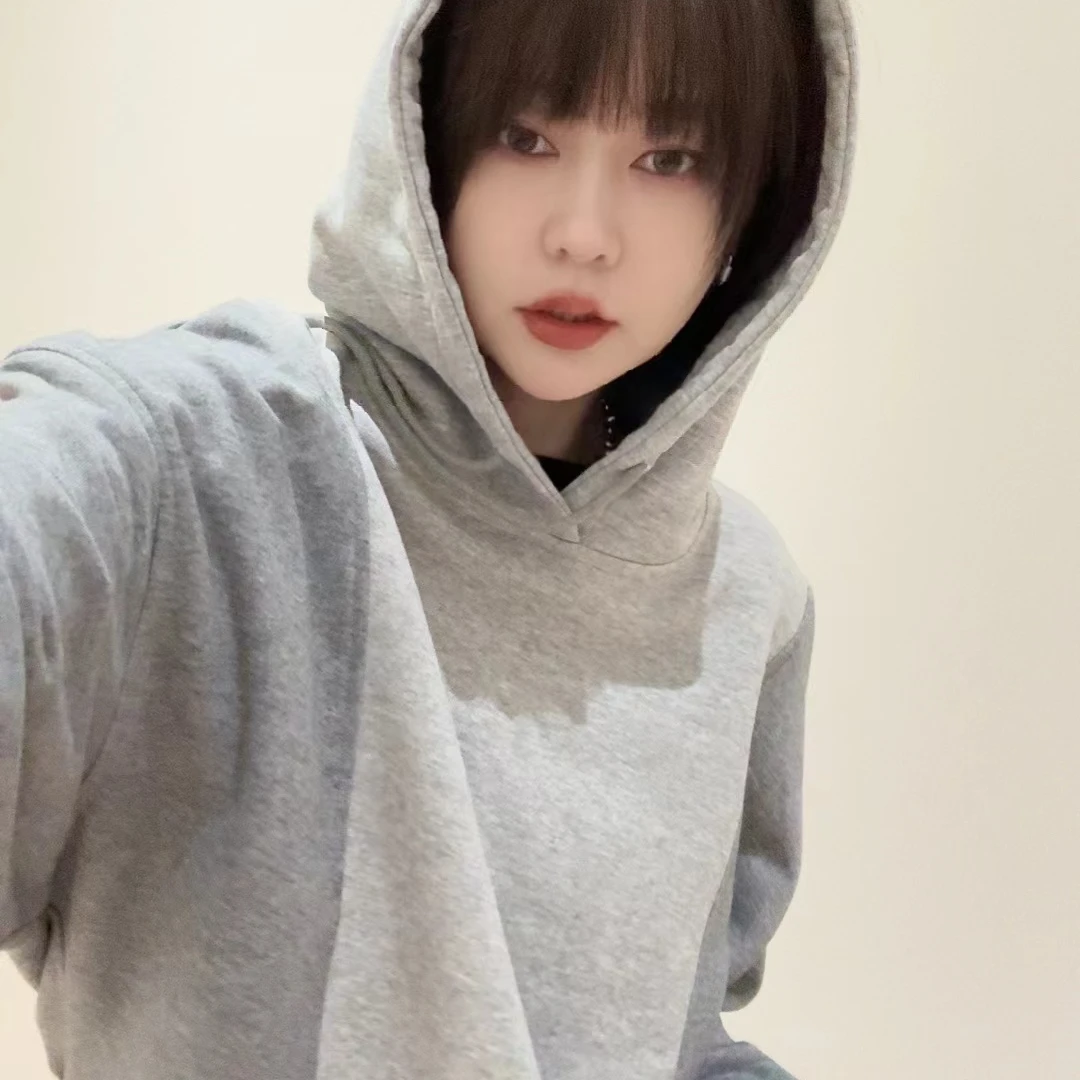 JIUJIU【杏叶集】宽松百搭连帽长袖抽绳卫衣0215