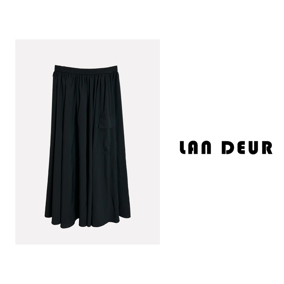 KEKE【银河片尾曲】黑色中长款休闲半身裙气质百搭0319-10008