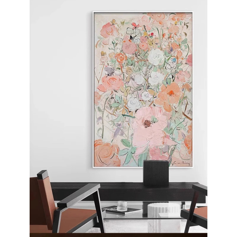 乱花深浅入户玄关过道走廊植物花卉治愈系挂画小众艺术客厅装饰画