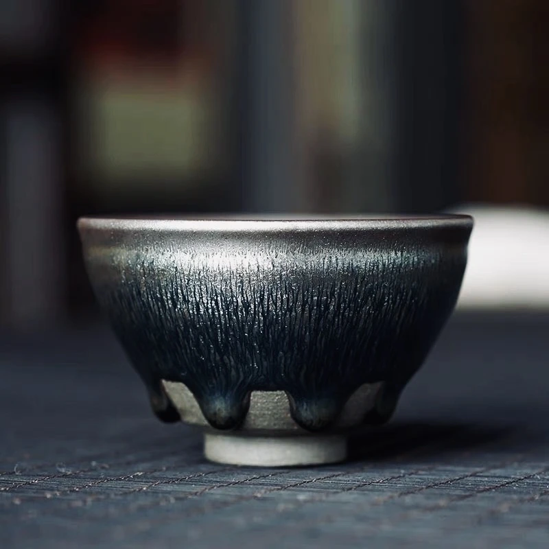 八泪银毫盏束口型茶杯主人杯功夫茶具品茗杯（送盏袋）