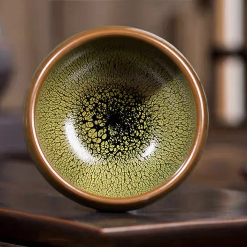 8.5cm绿鹧鸪盏无足钵型茶杯主人杯功夫茶具品茗杯（送盏袋）