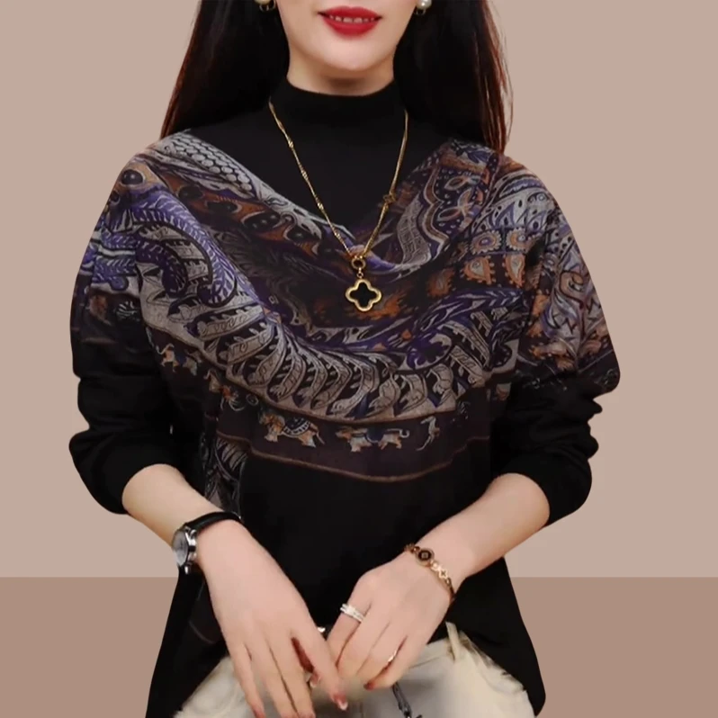 2024年秋冬季简约洋气百搭款优雅轻奢修身显瘦时尚加厚款圆领上衣