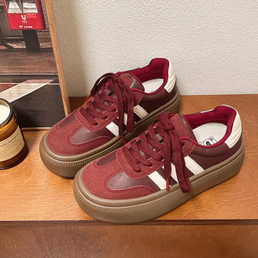 德训鞋女鞋2024新款春秋厚底鞋子百搭休闲板鞋潮流时尚运动鞋