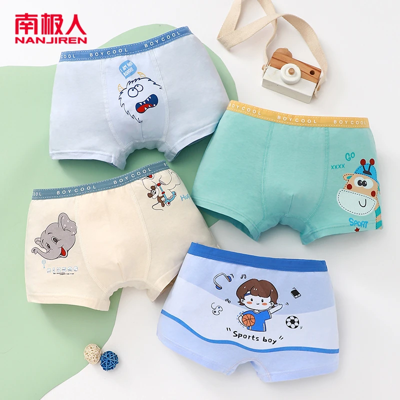 南极人【拍一发四】纯棉儿童内裤卡通男宝内裤中大童平角裤四季小童