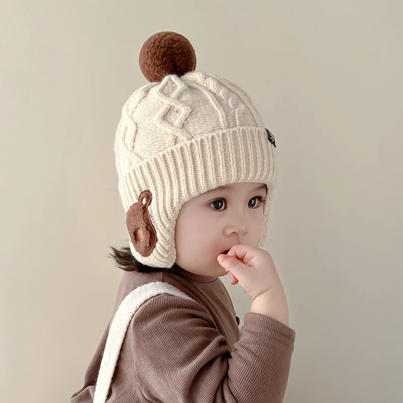 儿童帽子秋冬季宝宝毛线帽男孩女童针织帽保暖护耳帽婴儿防风帽