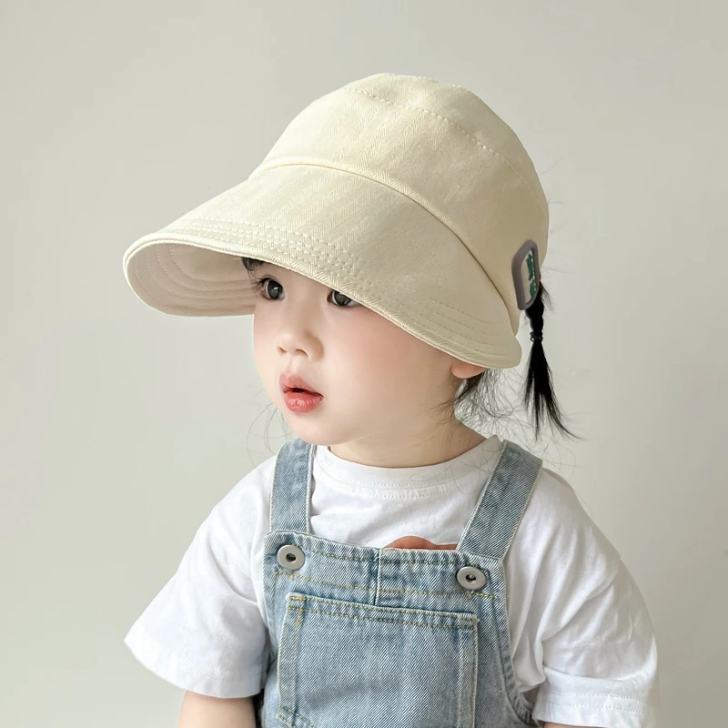 宝宝空顶遮阳帽夏款可扎马尾鸭舌女童防晒帽婴儿春秋季儿童太阳帽