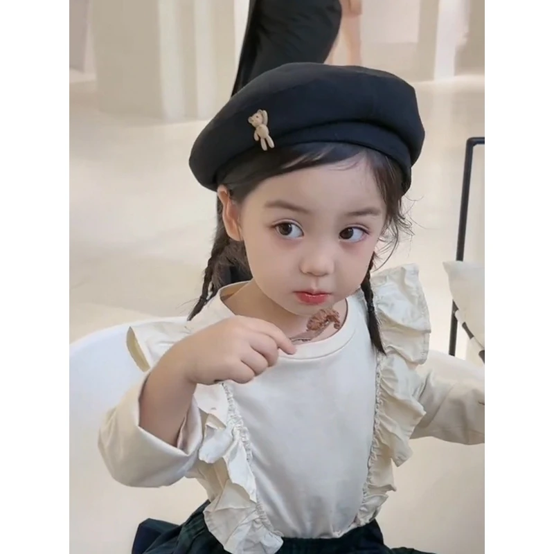 儿童贝雷帽宝宝韩版时尚亲子画家帽女童休闲南瓜帽小孩秋冬蓓蕾帽