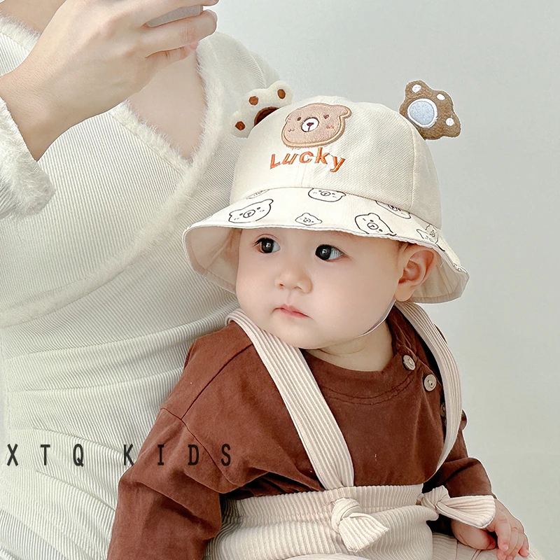 婴儿渔夫帽春秋帽子可爱超萌男女宝宝遮阳帽夏季凉帽卡通6个月2岁