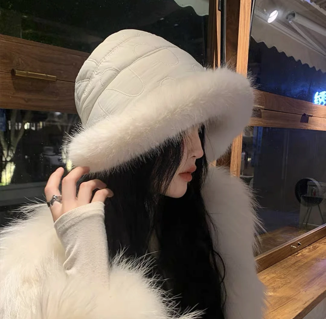 T毛新款保暖帽秋冬季毛绒户外保暖加厚女蒙古帽纯色高级感渔夫帽