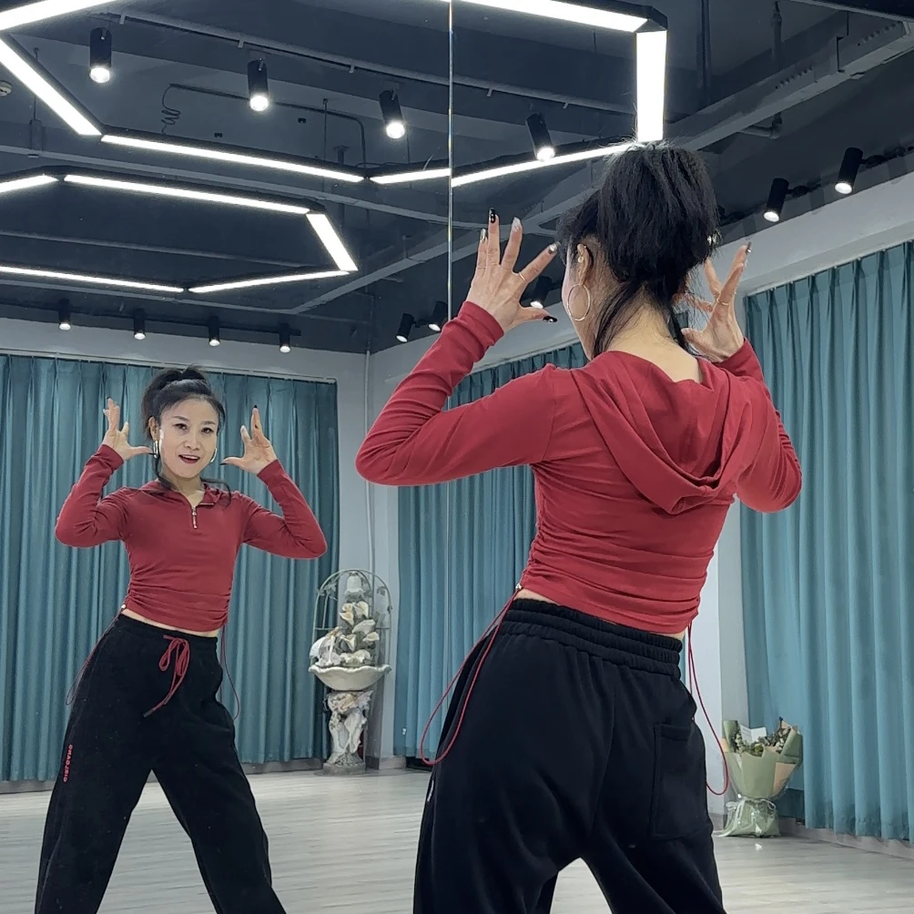 春秋款连帽拉链领款辣妹修身显瘦长袖