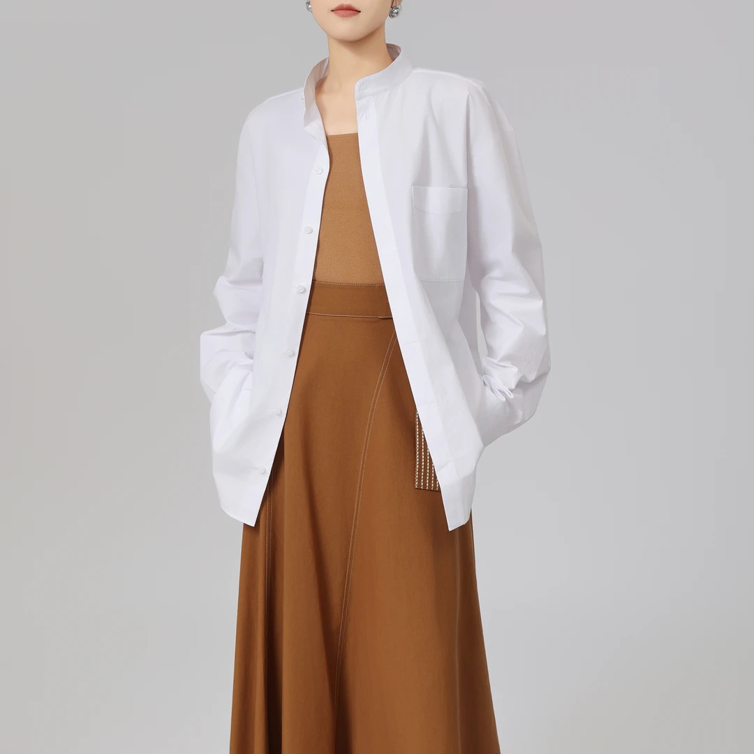 GIRDEAR/哥弟共享衣橱系列新款百搭宽松新中式立领衬衫1301055