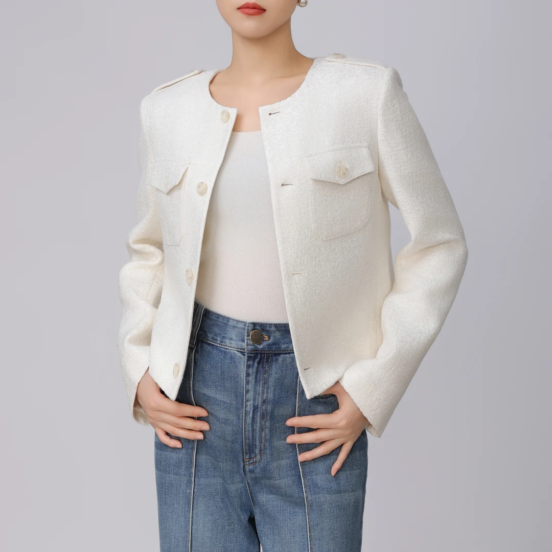 GIRDEAR/哥弟新款气质粗花呢上衣百搭轻奢短款小香风外套1400798