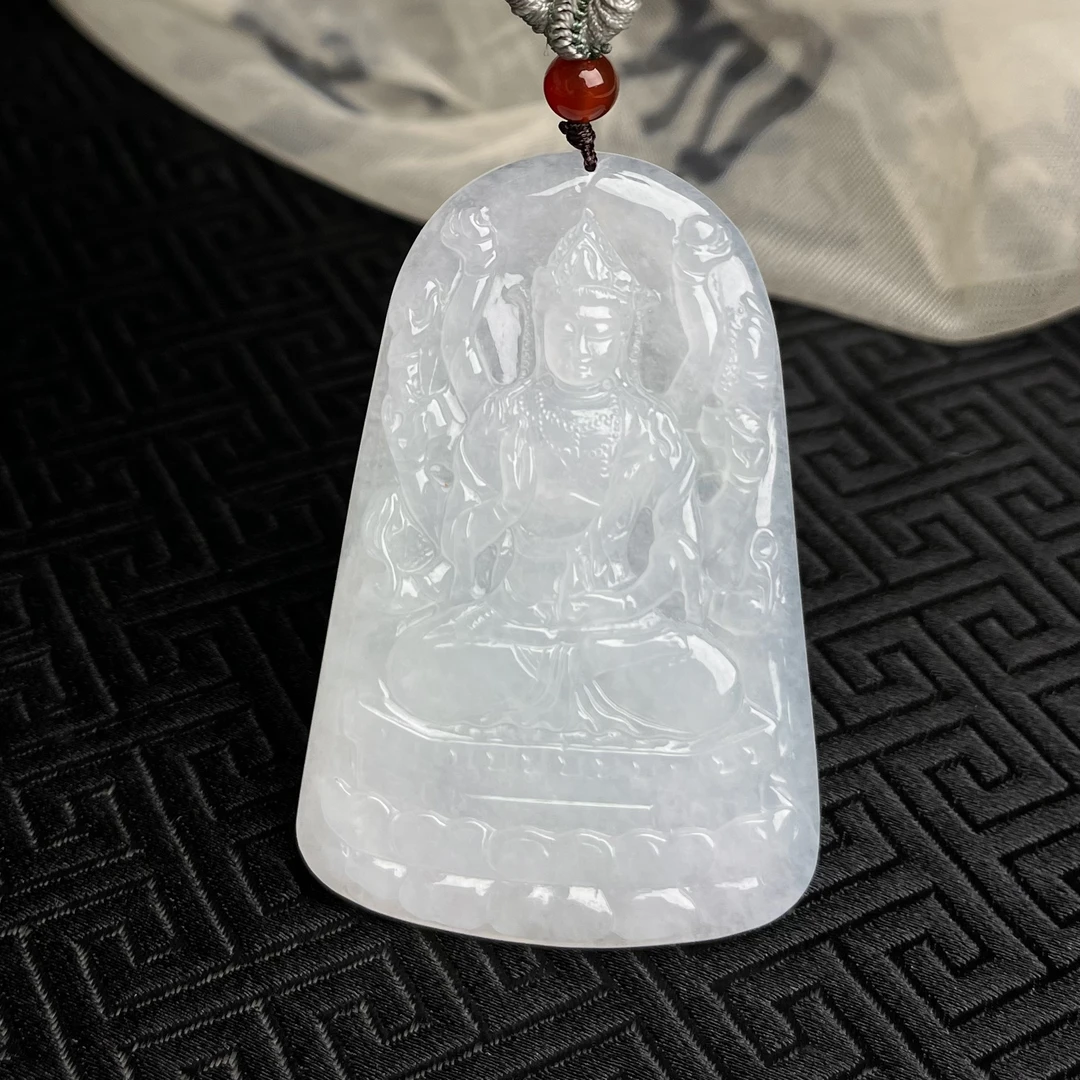 (生肖鼠)天然翡翠千手观音挂件（YW8476）十二生肖守护神