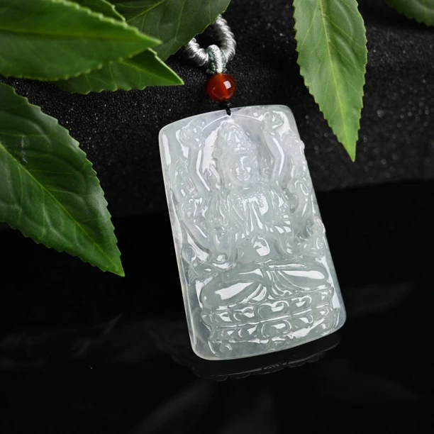 (生肖鼠)天然翡翠千手观音挂件（YW8841）十二生肖守护神